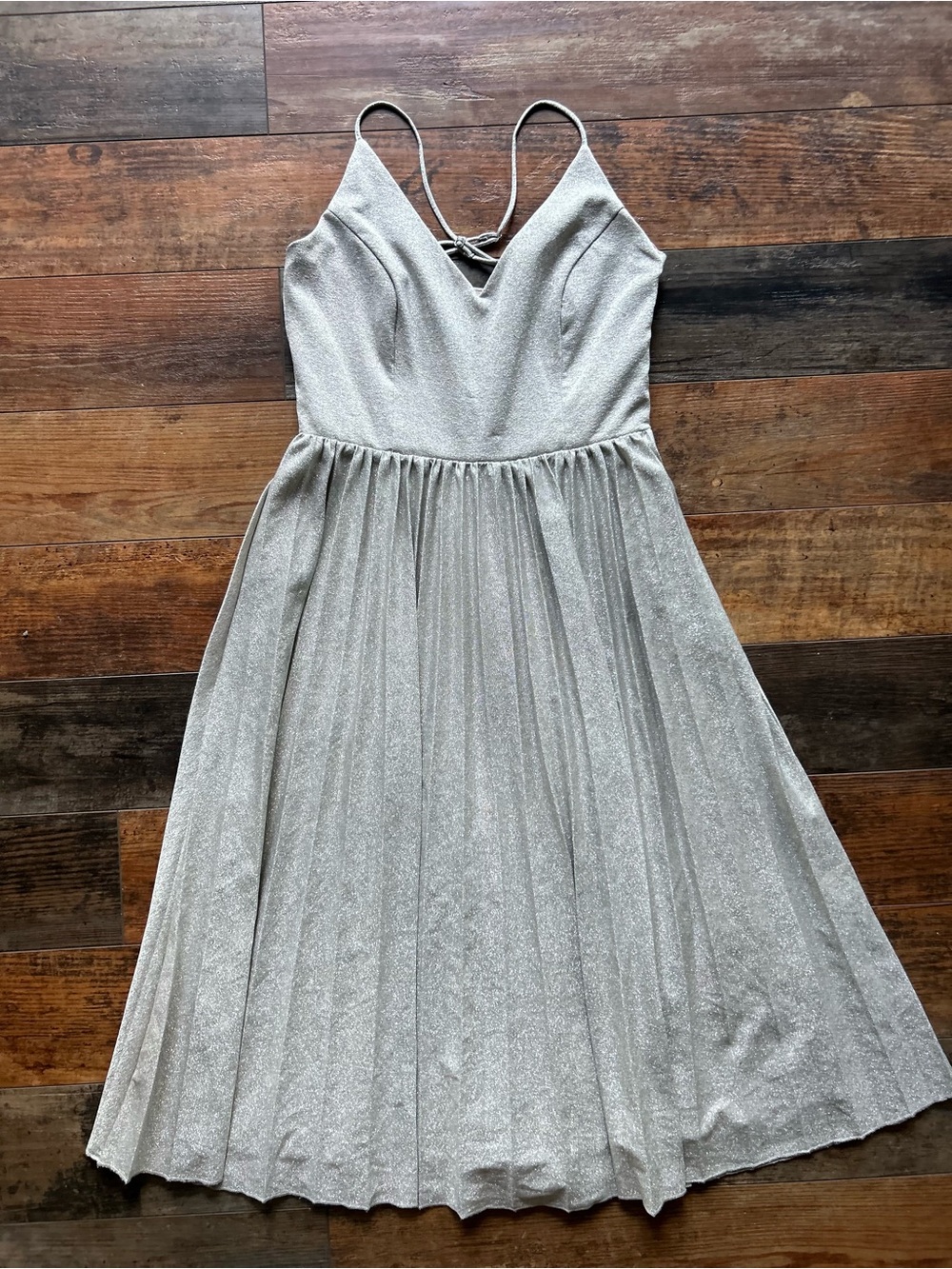 elevenses gold Shimmer Pleated Midi Dress size 4